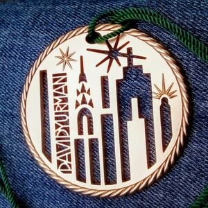 David Yurman Gold Cityscape Ornament with Green Cord